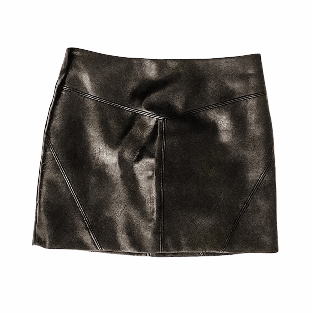 H&M Black Faux Leather Mini Skirt